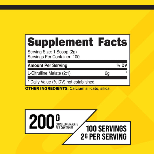 Back view of PrimaForce L-Citrulline Malate Powder 200g Unflavored container