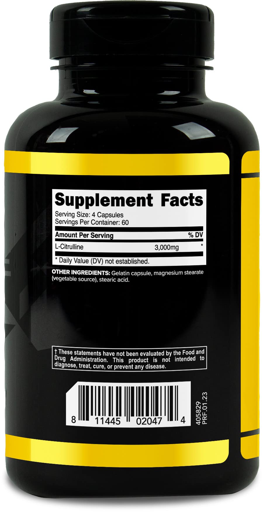 Serving size and capsules shown for Primaforce L-Citrulline 3000mg