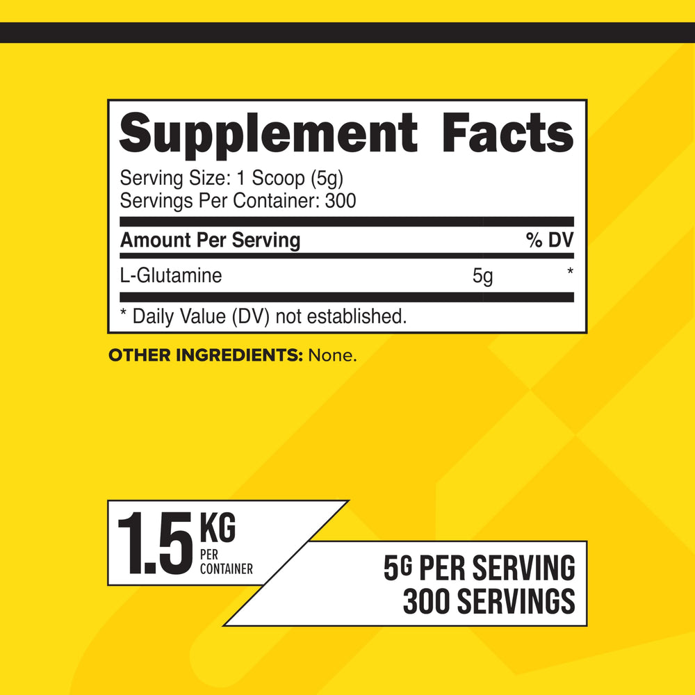 Back label of Primaforce L-Glutamine Powder 1500g canister