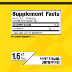 Back label of Primaforce L-Glutamine Powder 1500g canister