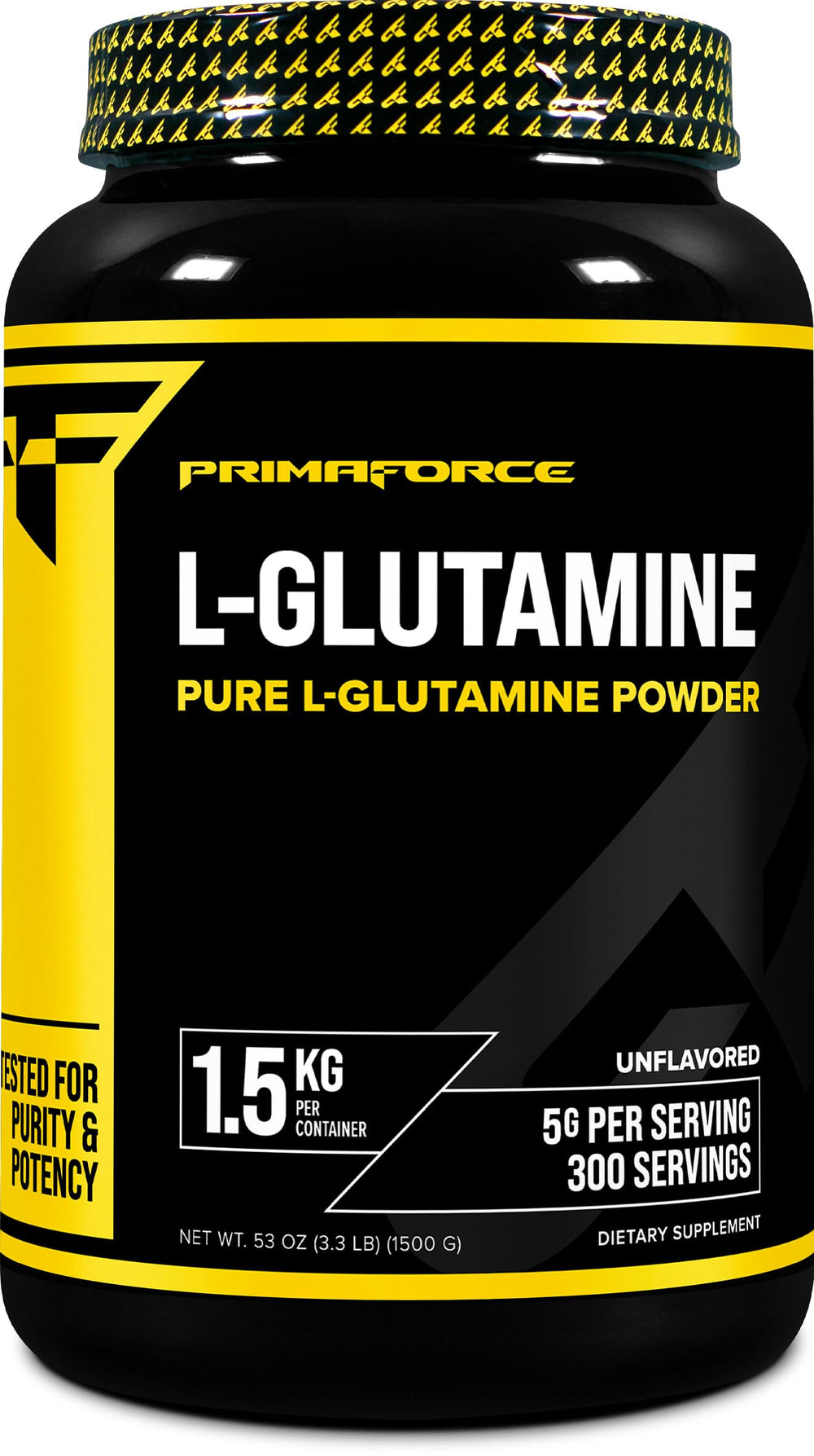 Front view of Primaforce L-Glutamine Powder 1500g canister