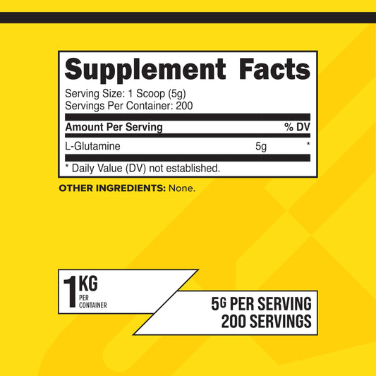 Unflavored L-Glutamine powder with scoop