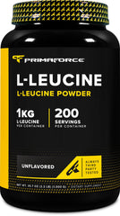 Front view of Primaforce L-Leucine Pure Powder 1 kg bottle