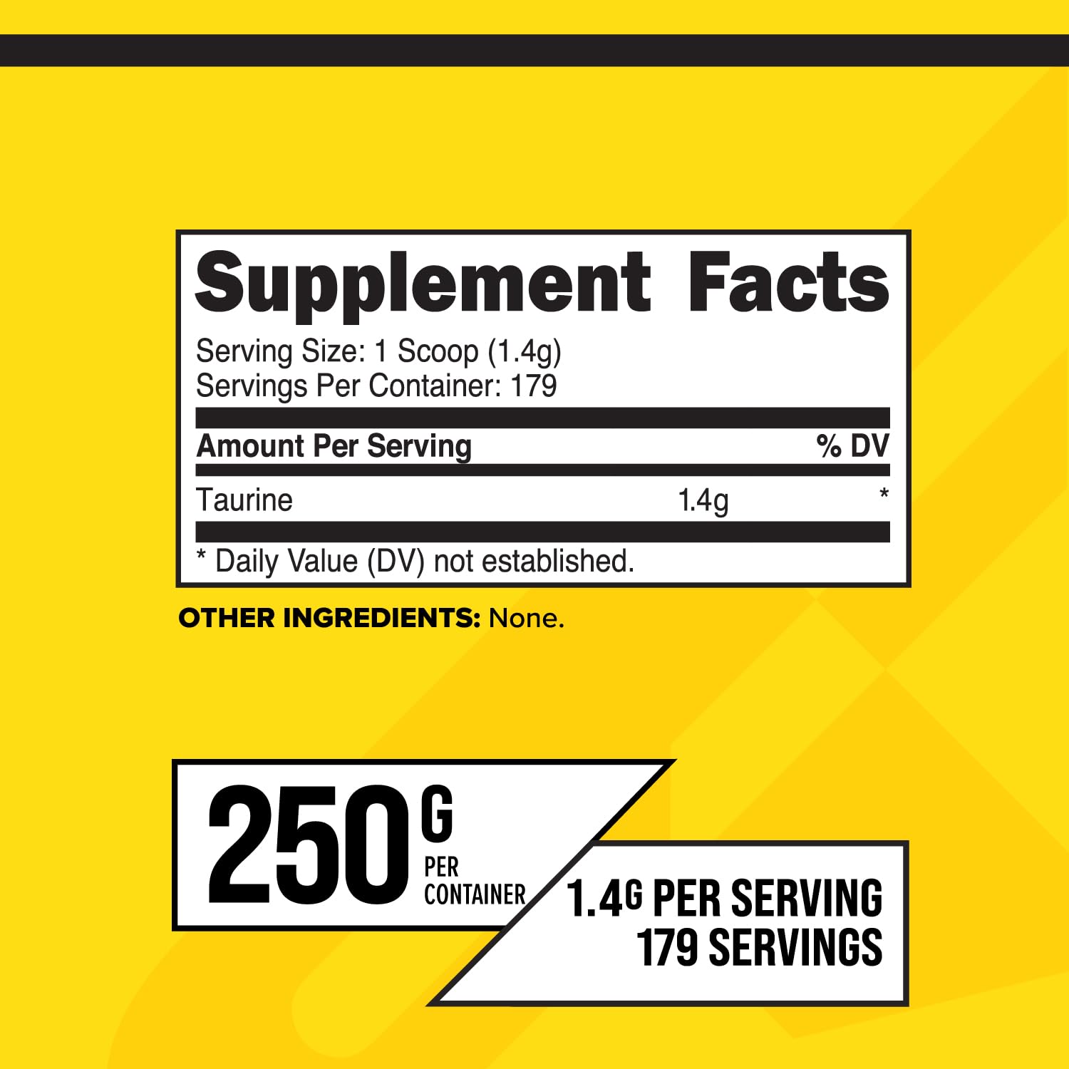 PrimaForce Taurine Powder 250g label showing ingredients