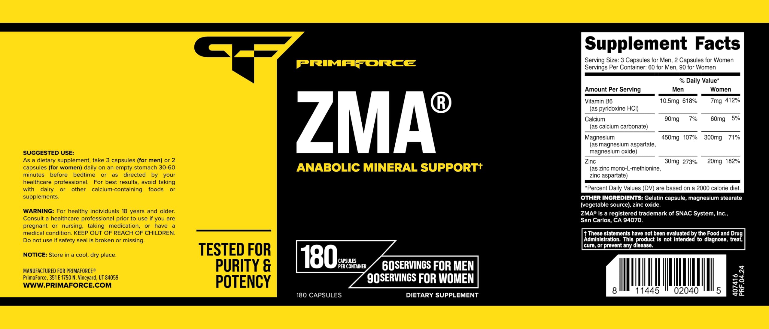 Primaforce ZMA bottle with a glass of water and pills
