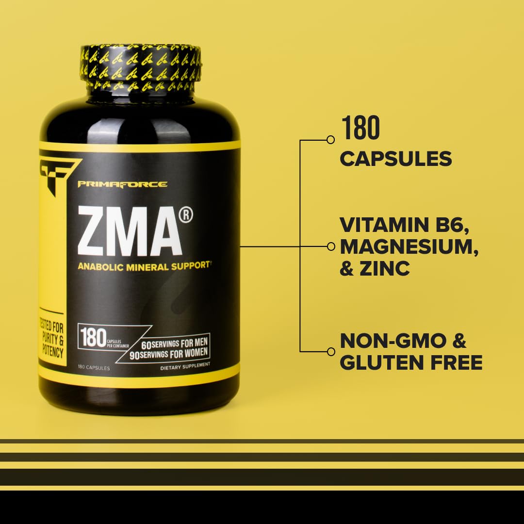 Non-GMO and Gluten-Free icons on Primaforce ZMA packaging
