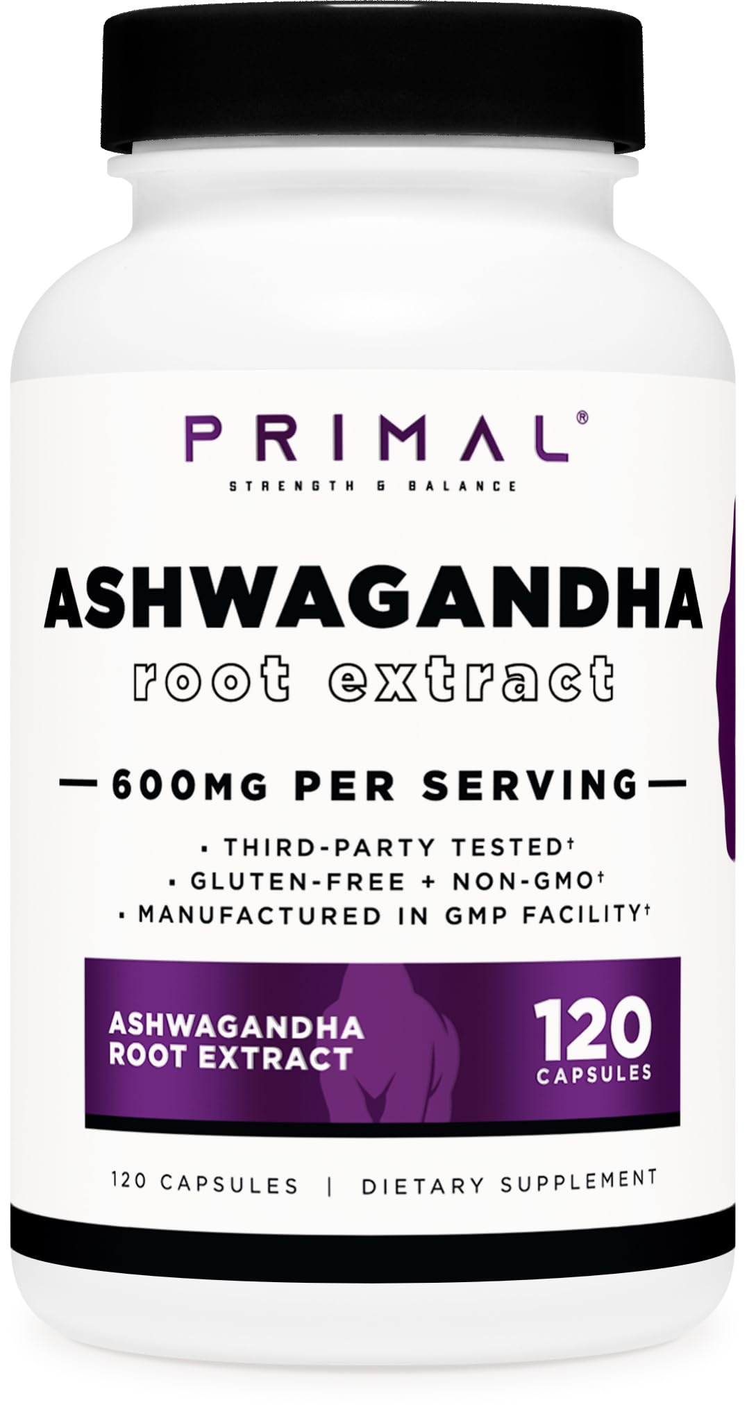 Front view of Primal Ashwagandha Root Extract bottle