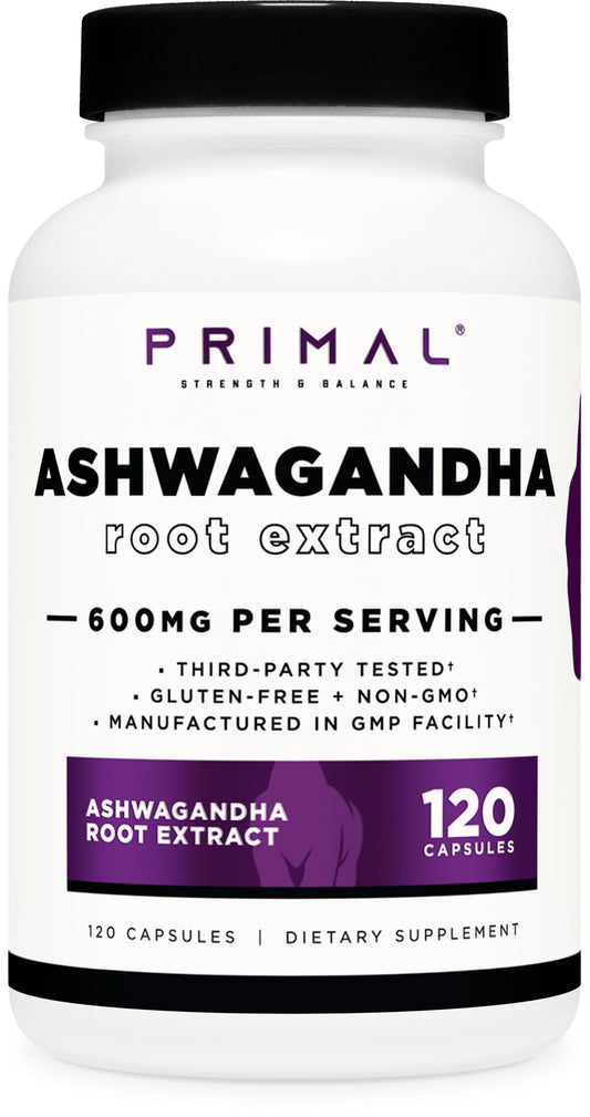 Front view of Primal Ashwagandha Root Extract bottle