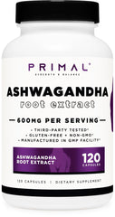 Front view of Primal Ashwagandha Root Extract bottle