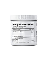 Label showing 3000 mg per serving for Primal Being Colostrum powder