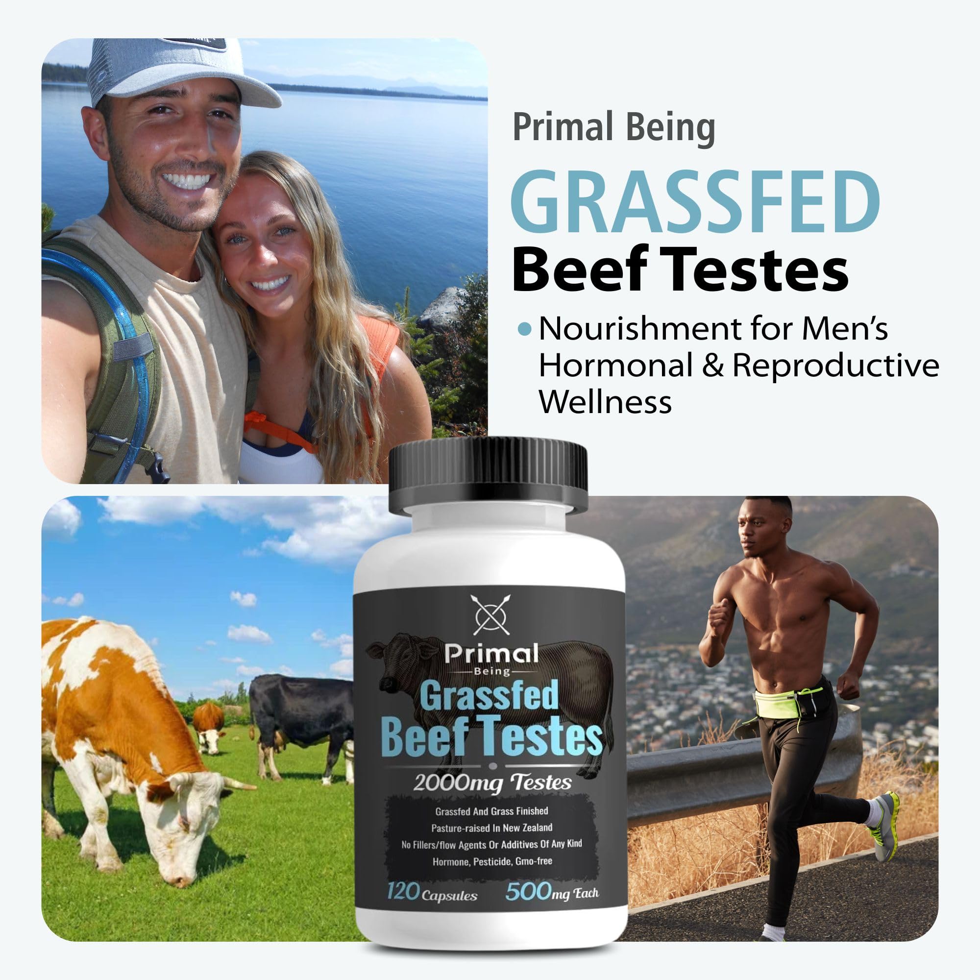 Primal Being New Zealand sourcing with pasture-raised cattle detail.