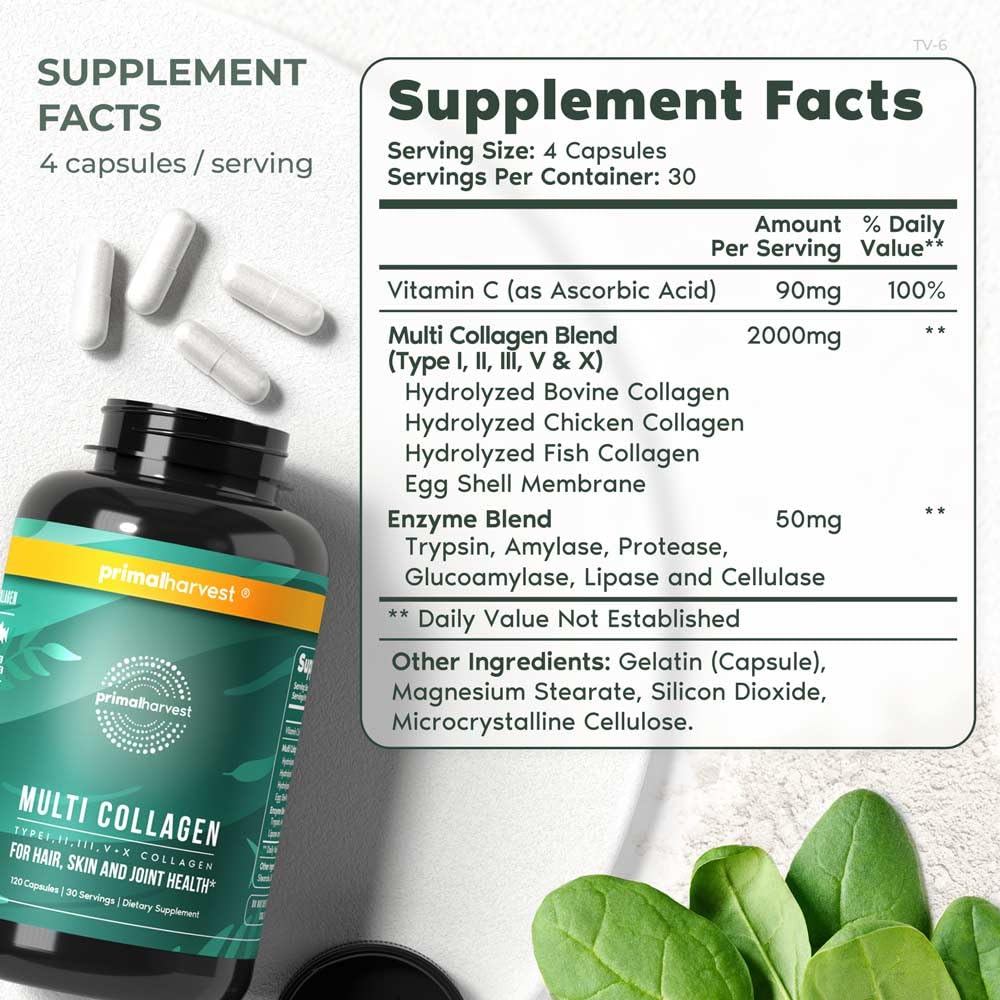 Primal Harvest capsules closeup for convenient daily use supporting skin and joints.