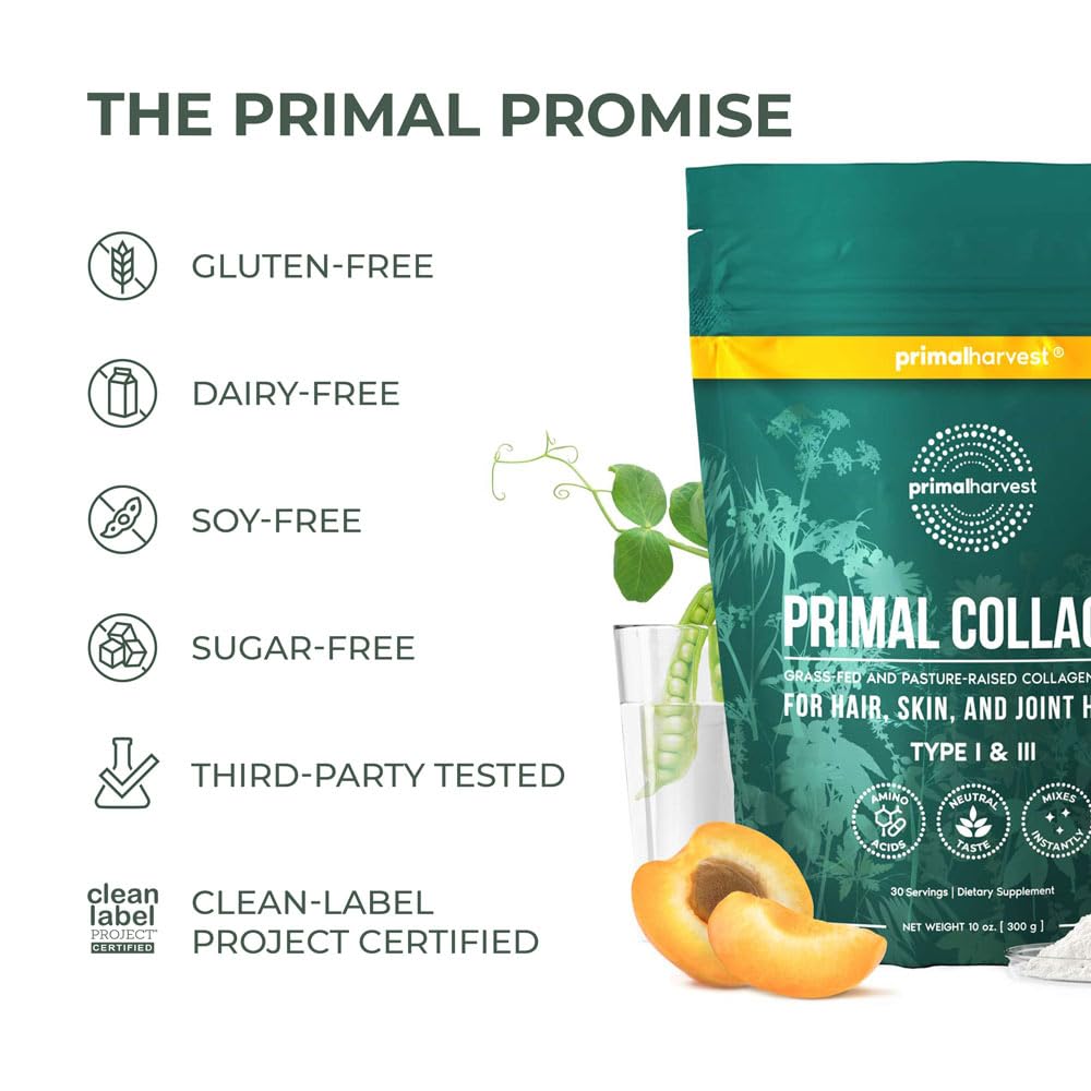 Digestive health concept featuring Primal Harvest Collagen bottle for gut-friendly nourishment