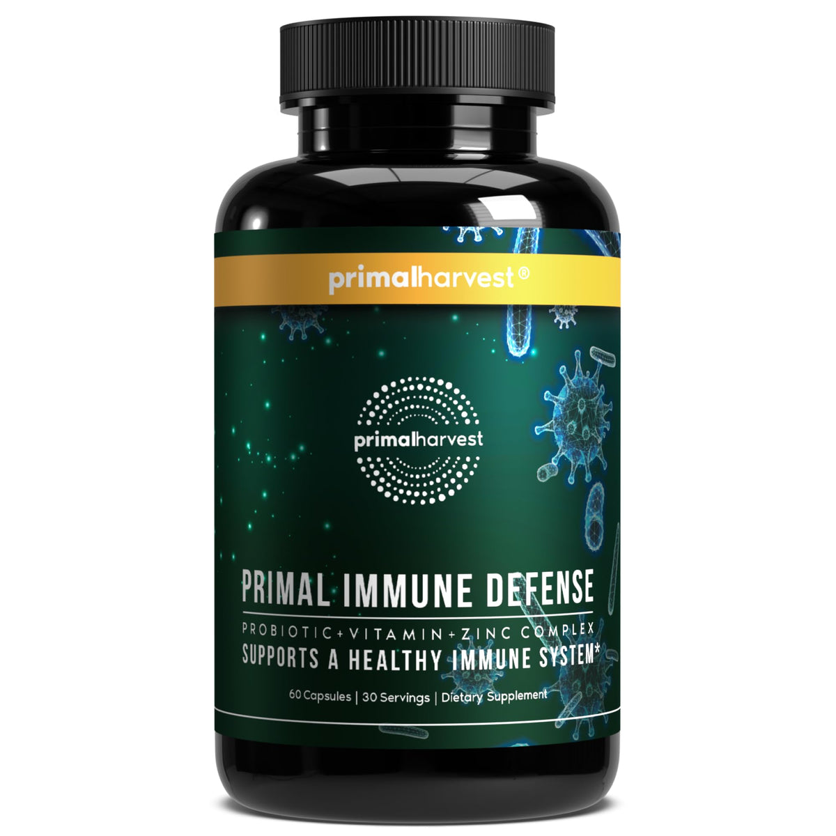 Primal Harvest Immune Defense 10-in-1 bottle on white background