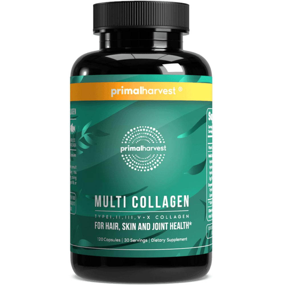 Hero image of Primal Harvest Multi Collagen Pills bottle with 120 capsules