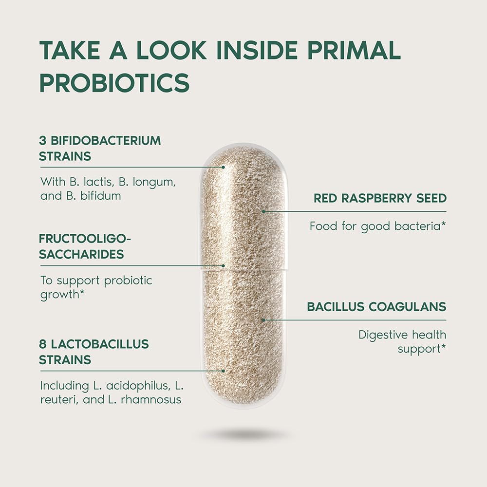 Primal Harvest Probiotics supplement facts panel