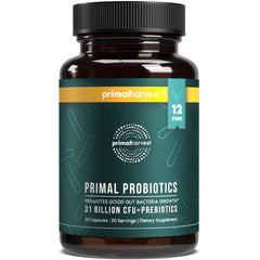 Primal Harvest Probiotics bottle front for daily gut health support.