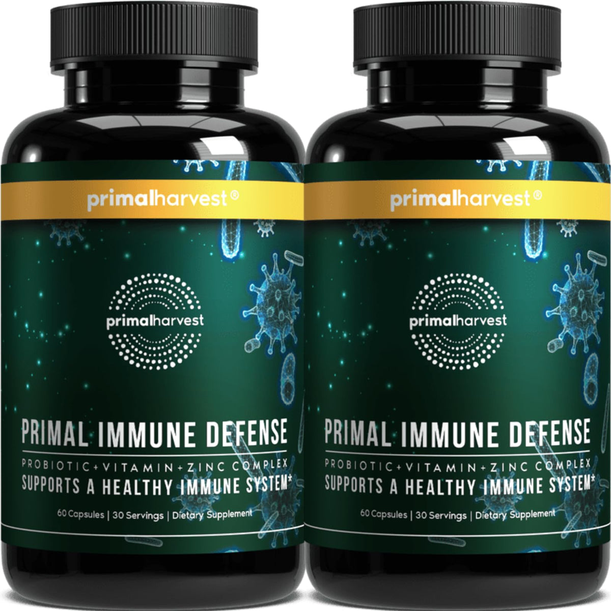 Primal Harvest Primal Immune Defense bottle on white background