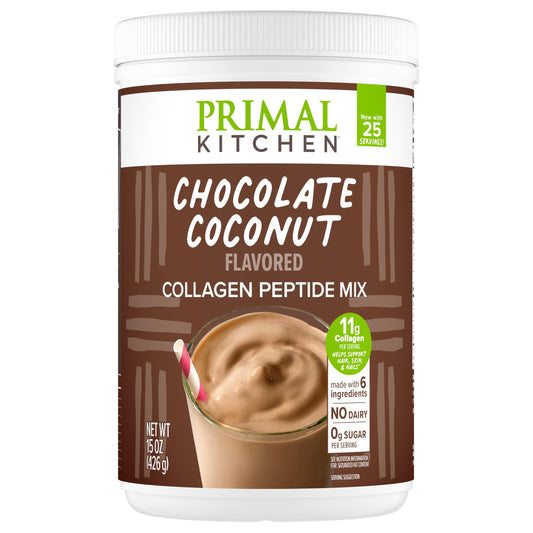 Front view of Primal Kitchen Chocolate Collagen Fuel Drink Mix 15 oz