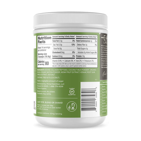 Ingredients: Matcha, monk fruit extract, coconut milk powder, vanilla