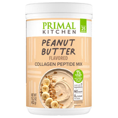 Front view of Primal Kitchen Peanut Butter Collagen Fuel Drink Mix 14.3 oz