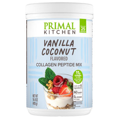 Front view of Primal Kitchen Vanilla Coconut Collagen Fuel canister