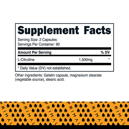 Close-up of Primal L-Citrulline capsules (1,500 mg per serving)