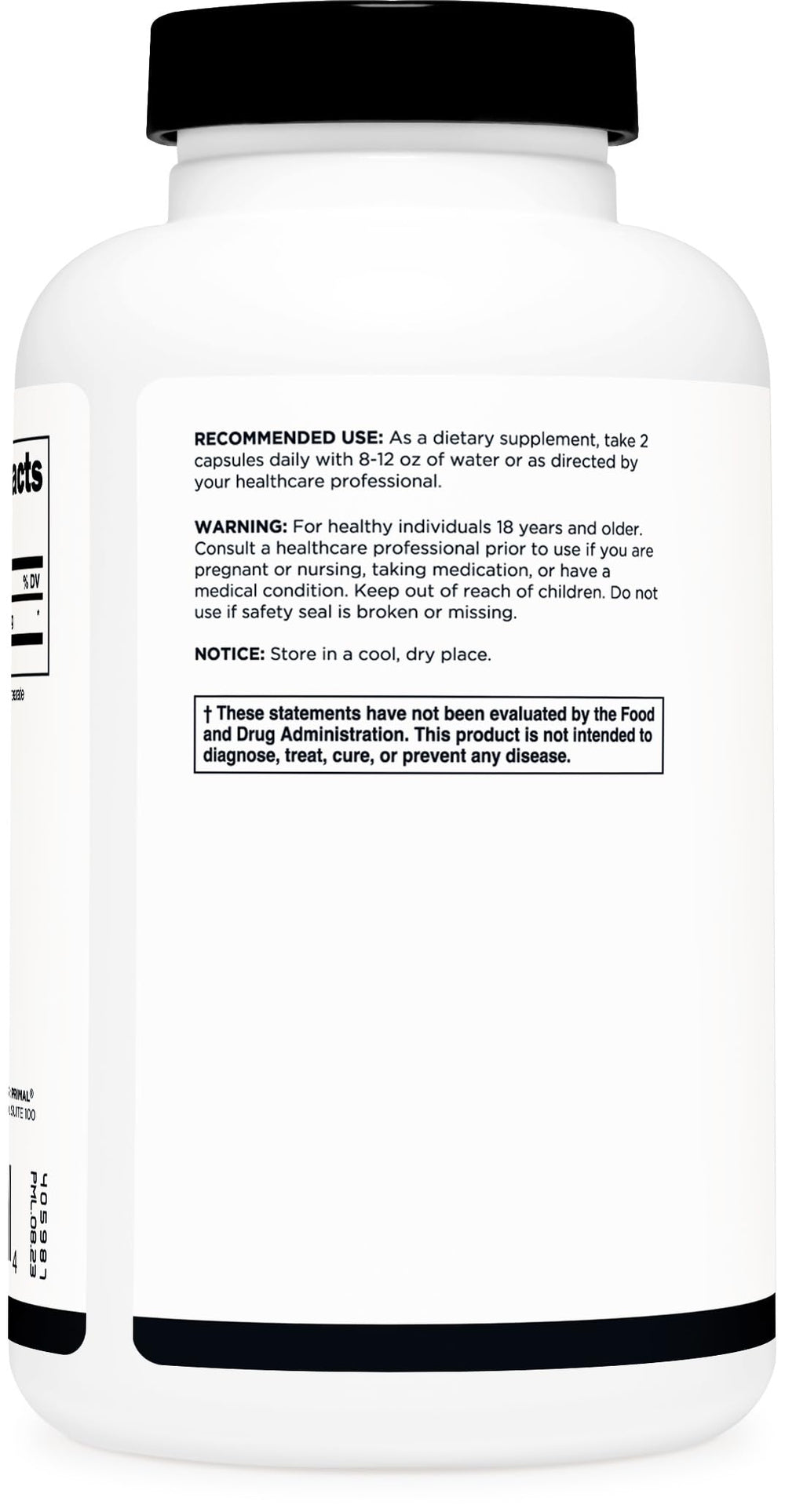 Product label highlighting 1,500 mg per serving and 90 servings