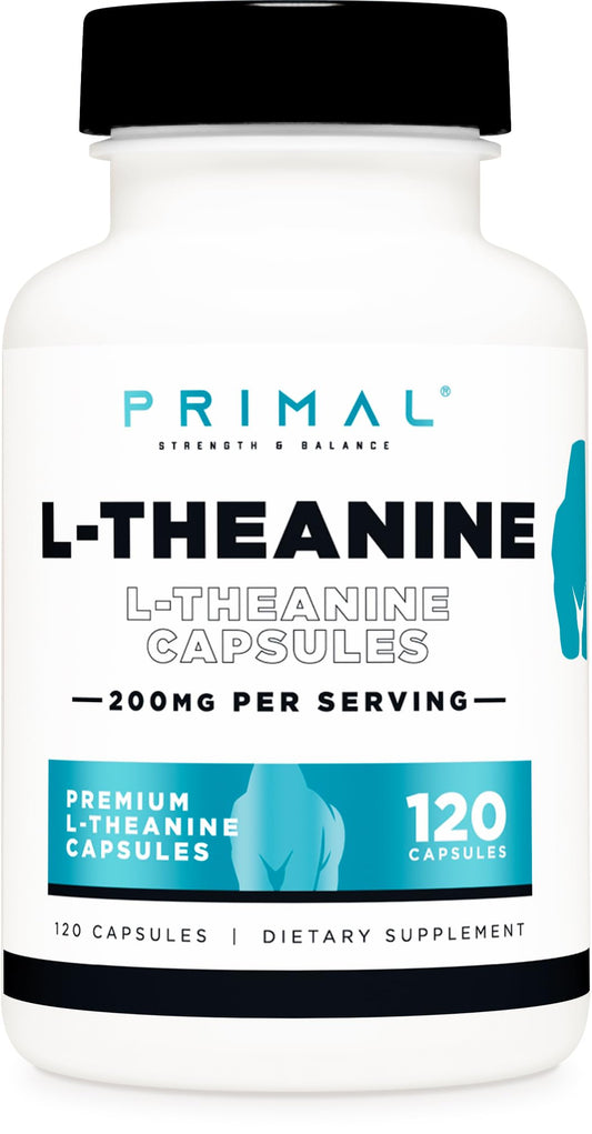 Primal L-Theanine Capsules bottle and label