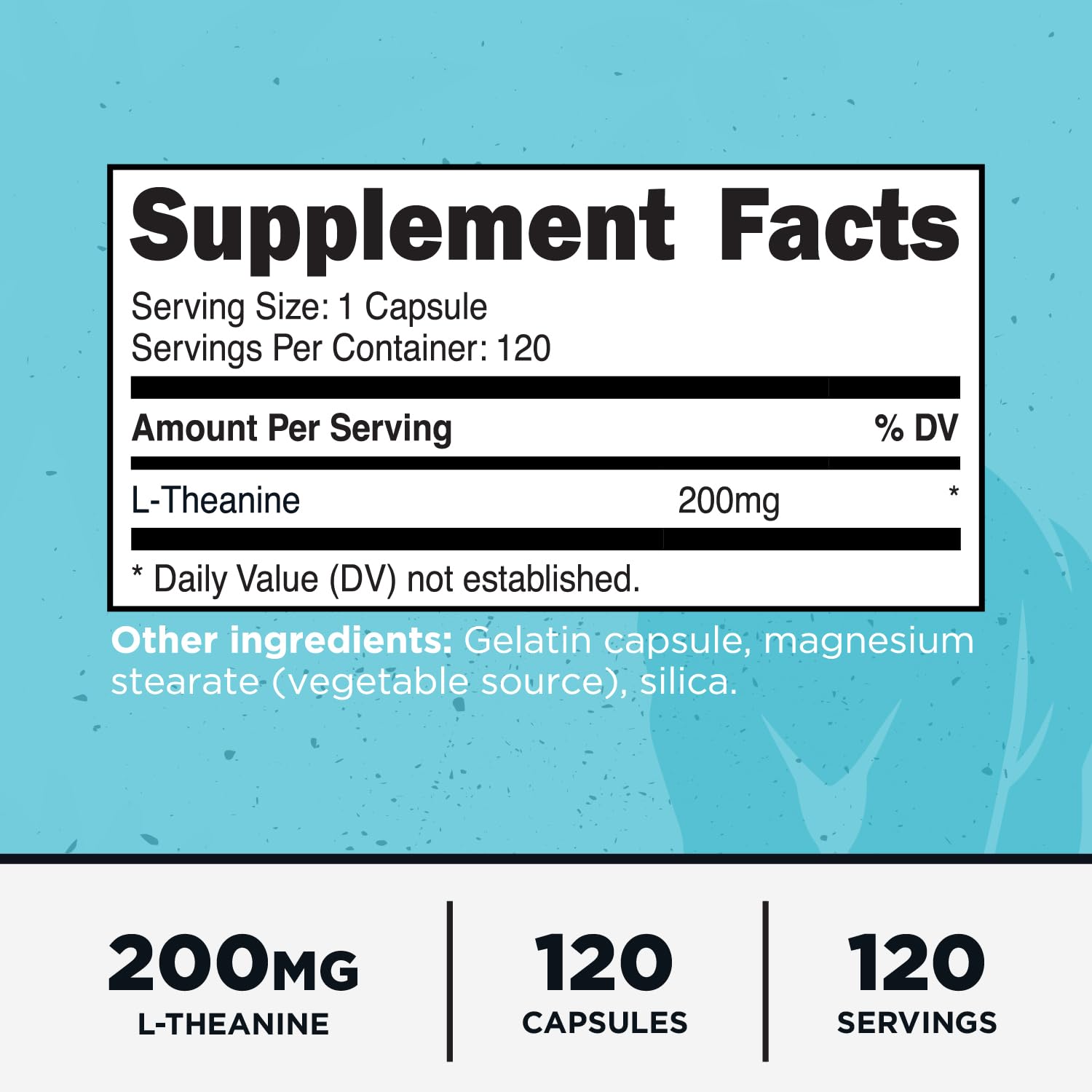 Close-up of 200 mg L-Theanine capsules