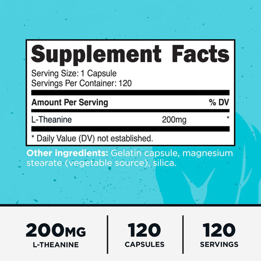 Close-up of 200 mg L-Theanine capsules