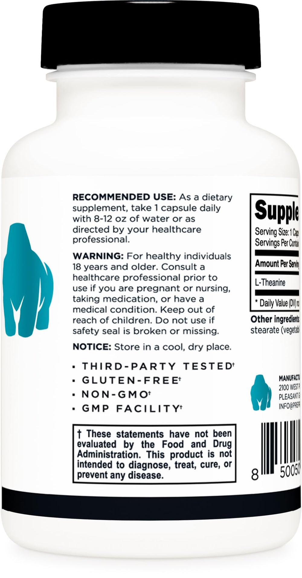Bottle front showing 120 capsules per bottle