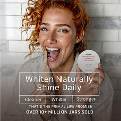 Front packaging for Primal Life Organics Dirty Mouth Toothpowder Cinnamon
