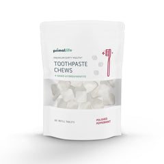 Front view of Primal Life Organics Dirty Mouth Chews Polished Peppermint 60-count bag