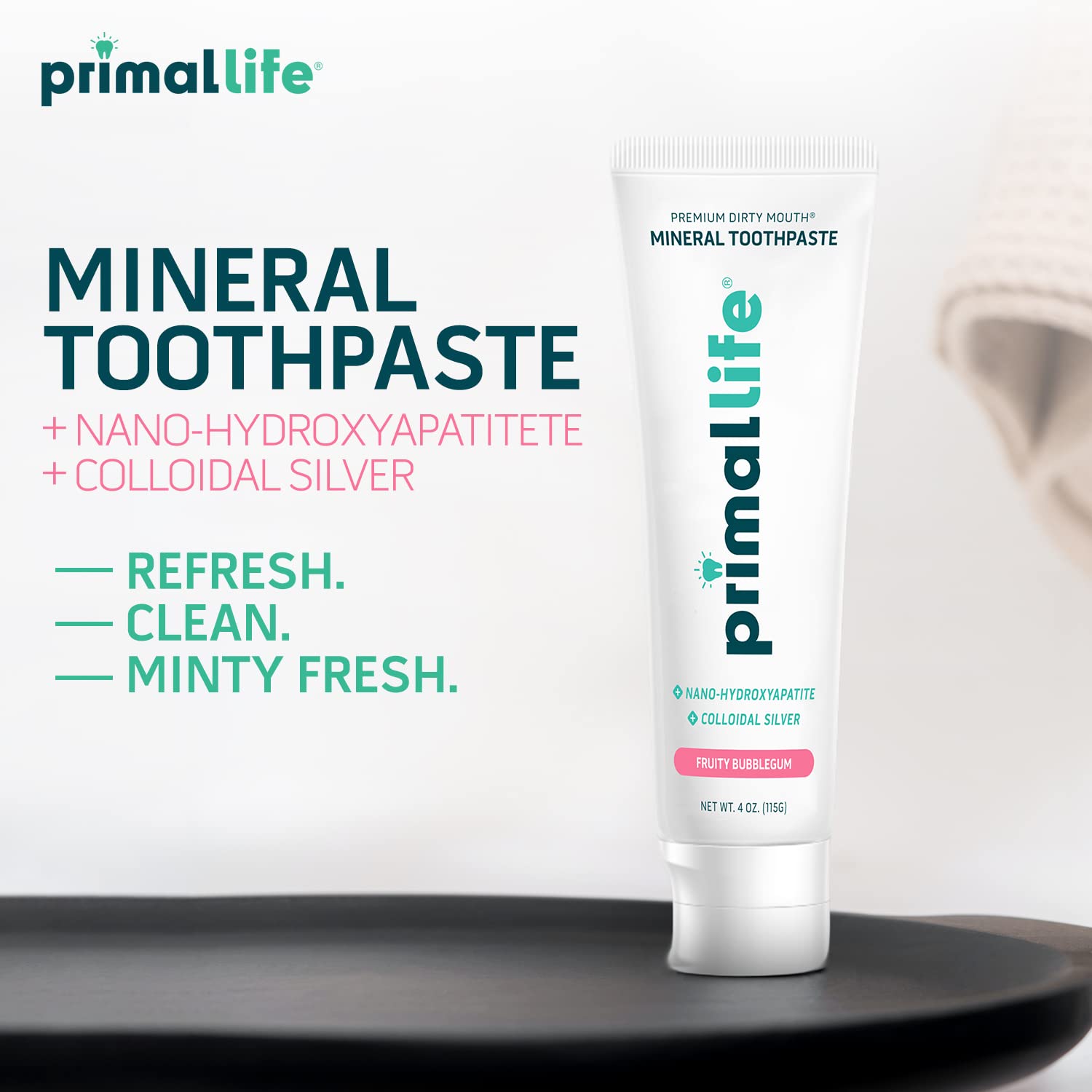 Tube with label details of Dirty Mouth toothpaste