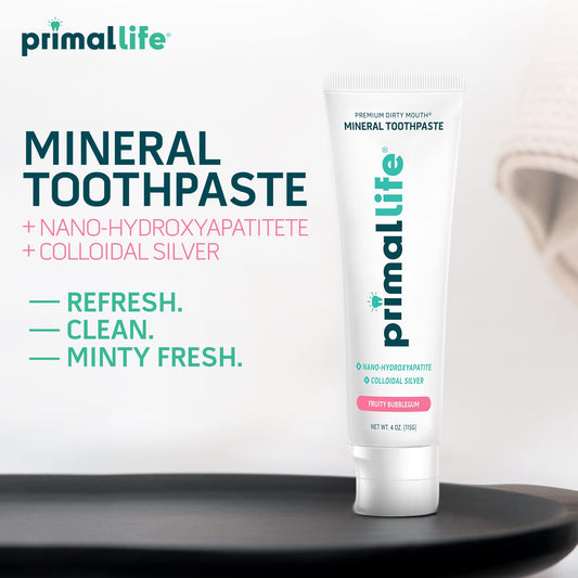 Tube with label details of Dirty Mouth toothpaste