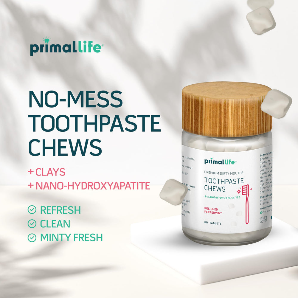 Polished Peppermint jar back view – Dirty Mouth toothpaste chews