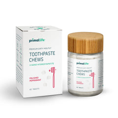 Polished Peppermint Dirty Mouth toothpaste chews in 60-count jar – front view