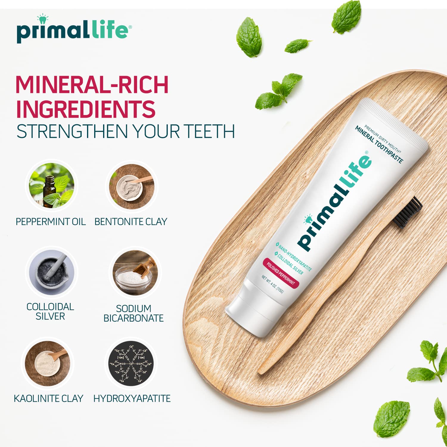 Packaging and branding of Primal Life Organics Dirty Mouth toothpaste