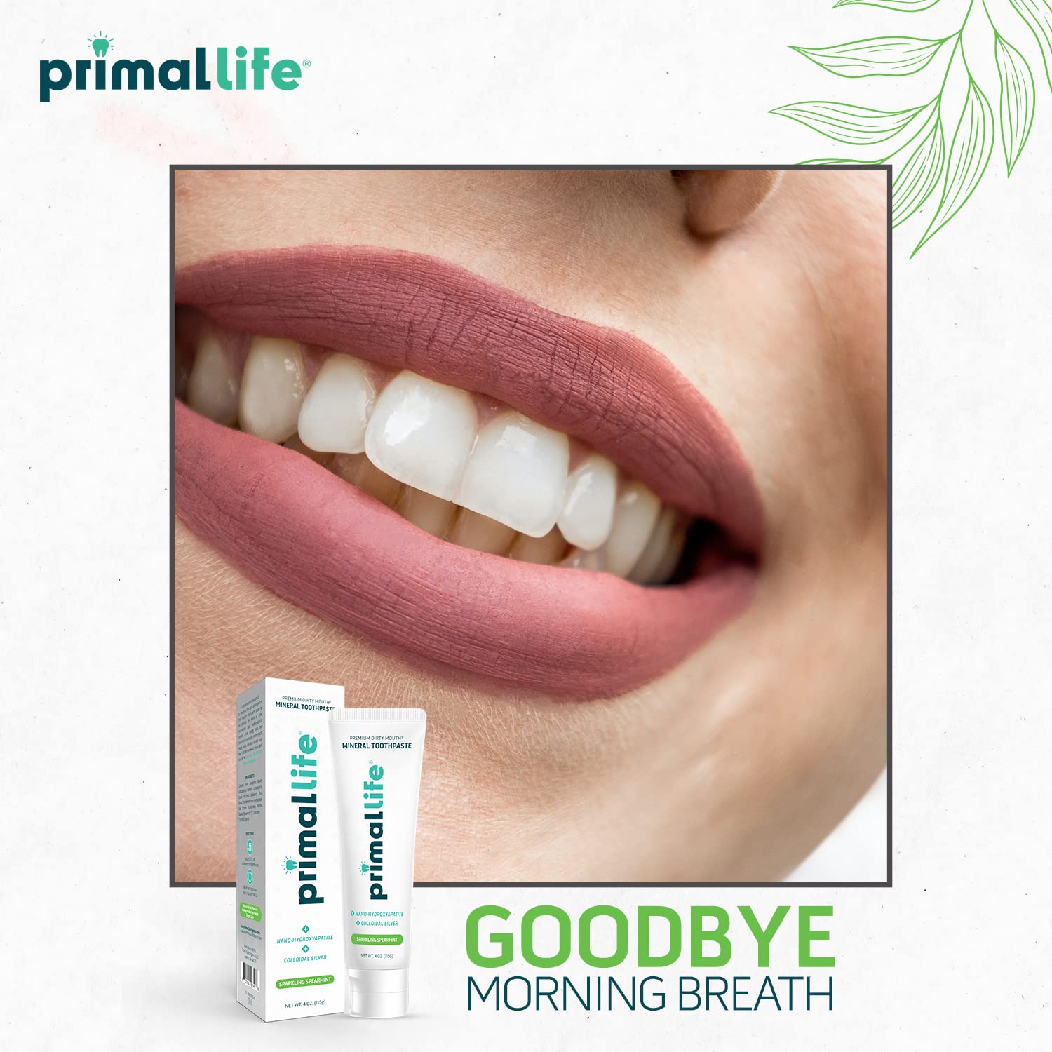 Spearmint flavor and organic essential oils in toothpaste