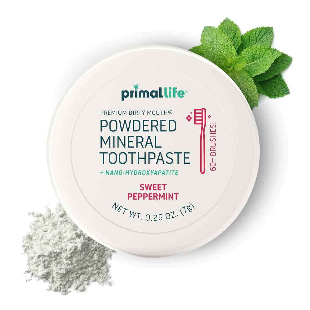 Front view of Primal Life Organics Dirty Mouth Toothpowder jar
