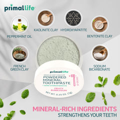 Natural kaolin and bentonite clays used in the toothpaste powder