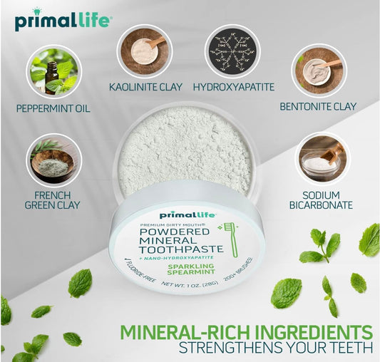 Toothpowder jar with spearmint flavor