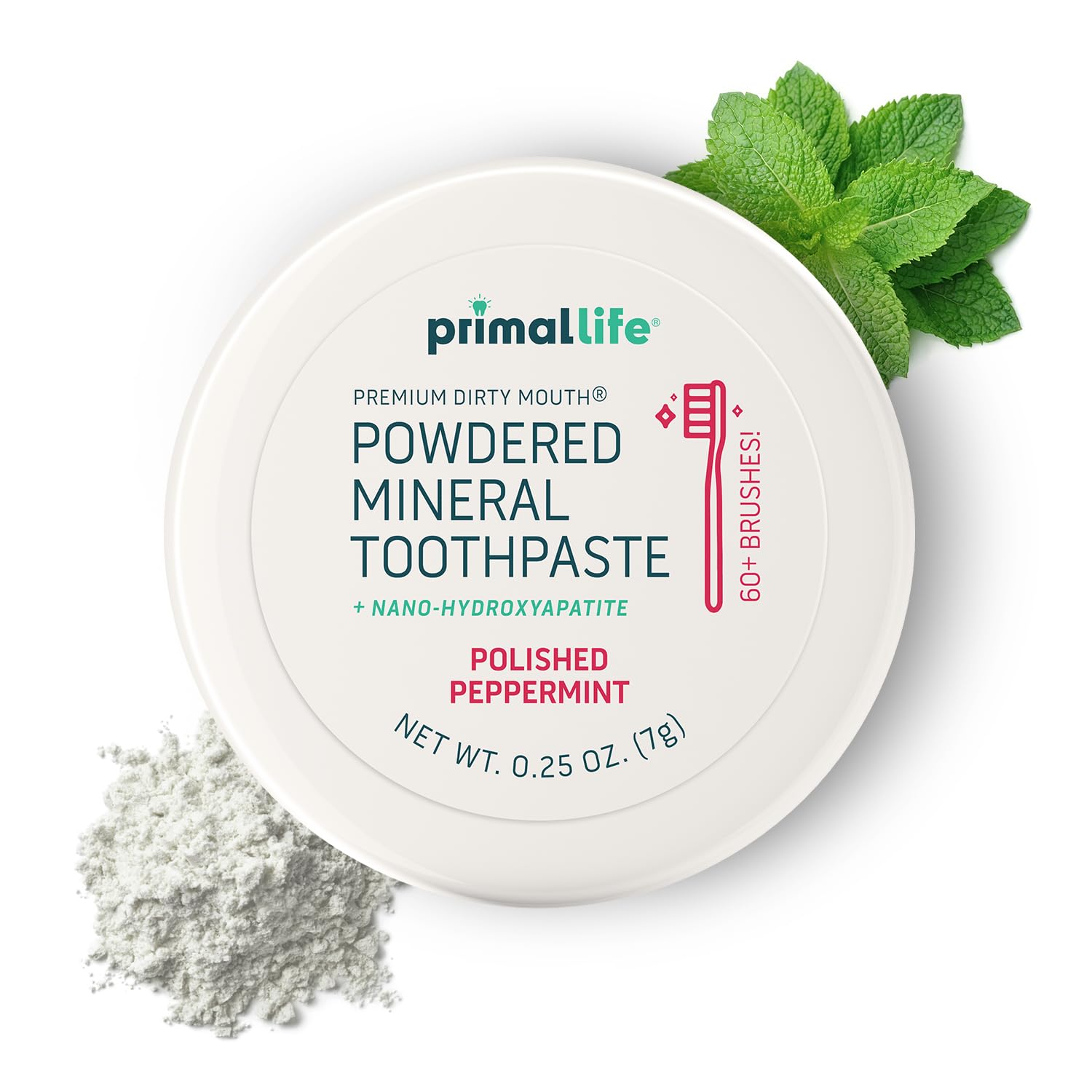 Front view of Primal Life Organics Dirty Mouth Toothpowder 0.25 oz