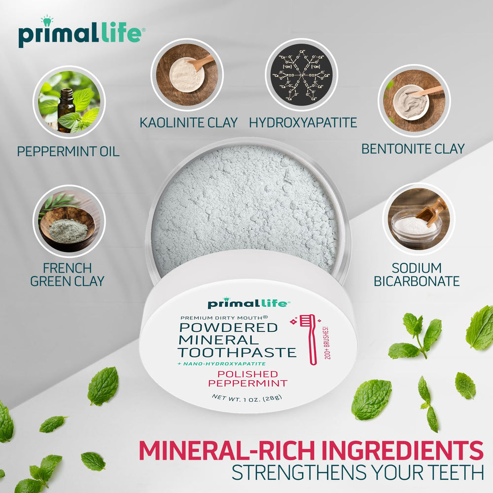 Peppermint essential oil highlight for the toothpaste powder