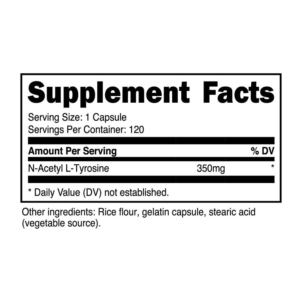 Primal N-Acetyl L-Tyrosine bottle with label close-up