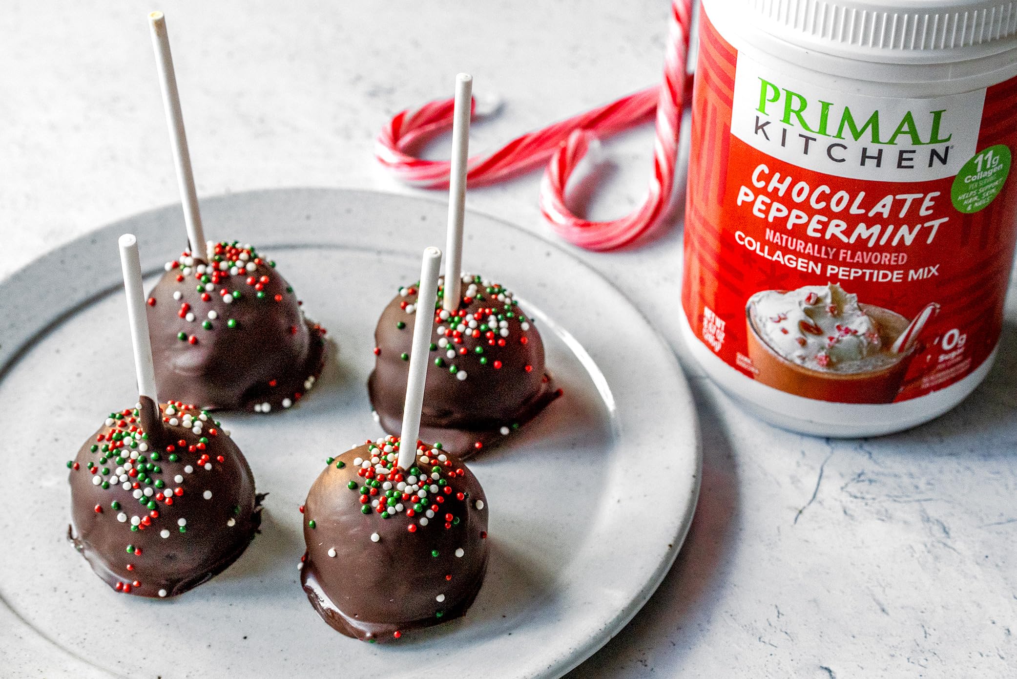 Hot chocolate prepared with Chocolate Peppermint Collagen Fuel