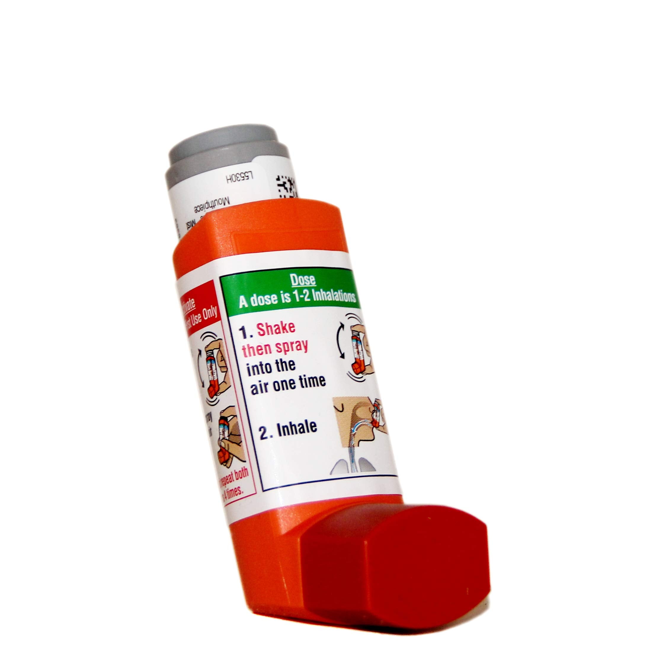 Primatene Mist inhaler dispensing spray for temporary relief during activity.