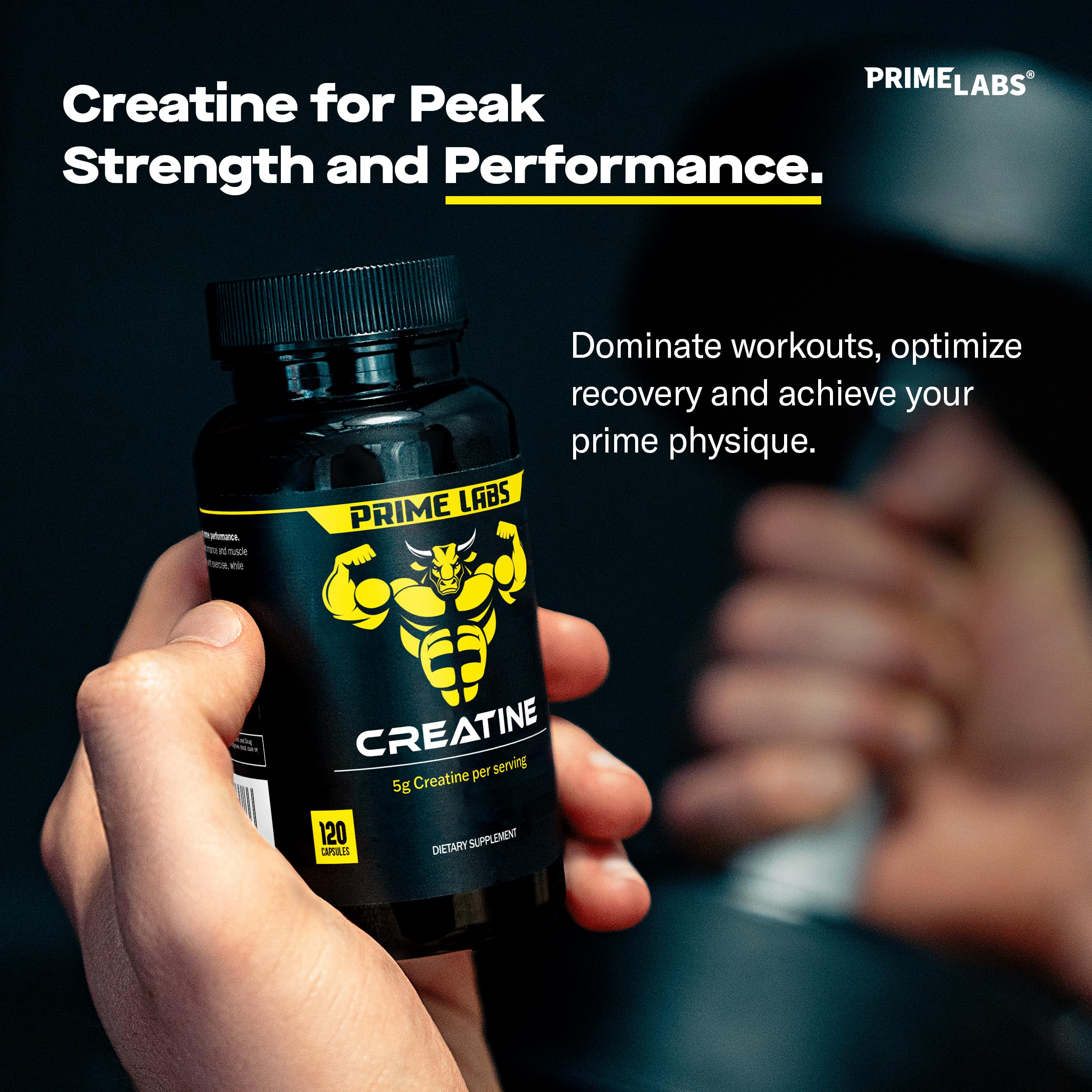 Serving size of 4 capsules for Prime Labs Creatine Monohydrate