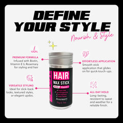 Prime Look Hair Wax Stick demonstrating edges definition.